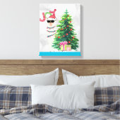 Cooler Llama auf Silver Bokeh & Icy Blue Christmas Leinwanddruck (Insitu (Schlafzimmer))