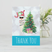 Cooler Llama auf Silver Bokeh & Icy Blue Dankeskarte (Stehend Vorderseite)