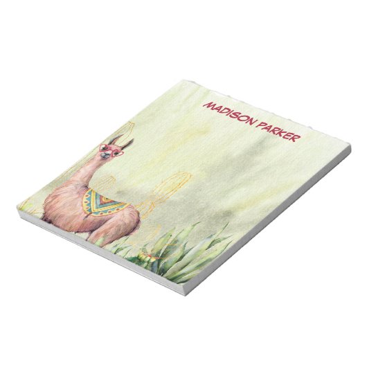 Cooler Llama Editor für Aquarellfarbe Notizblock (Rotiert)