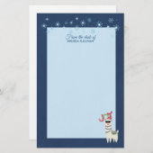 Cooler Llama in Weihnachtsmannmütze mit Schneefloc Briefpapier (Vorne/Hinten)