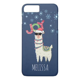 Cooler Llama in Weihnachtsmannmütze mit Schneefloc Case-Mate iPhone Hülle