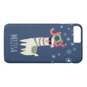 Cooler Llama in Weihnachtsmannmütze mit Schneefloc Case-Mate iPhone Hülle (Rückseite (Horizontal))