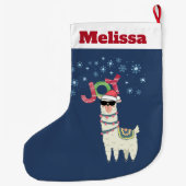Cooler Llama in Weihnachtsmannmütze mit Schneefloc Großer Weihnachtsstrumpf (Rückseite)