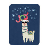 Cooler Llama in Weihnachtsmannmütze mit Schneefloc Magnet (Vertikal)