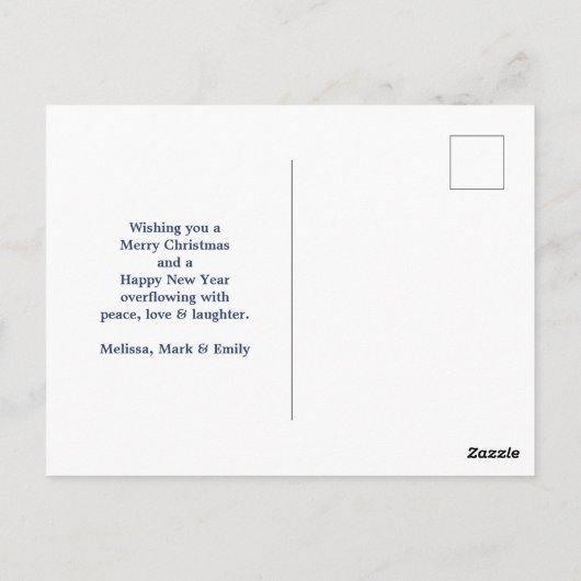 Cooler Llama in Weihnachtsmannmütze mit Schneefloc Postkarte (Rückseite)