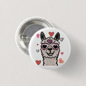 Cooler Llama mit Herzbrille Button (Vorne & Hinten)