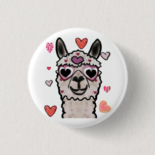 Cooler Llama mit Herzbrille Button