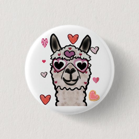 Cooler Llama mit Herzbrille Button (Vorderseite)