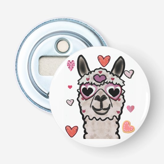 Cooler Llama mit Herzbrille Flaschenöffner (Vorderseite)