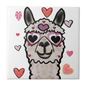 Cooler Llama mit Herzbrille Fliese