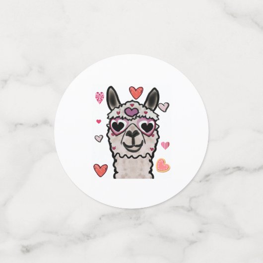 Cooler Llama mit Herzbrille Konfetti (Klein Vorderseite)
