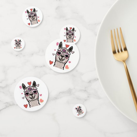 Cooler Llama mit Herzbrille Konfetti (Gruppe)