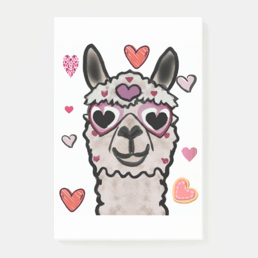 Cooler Llama mit Herzbrille Post-it Klebezettel (Vorderseite)