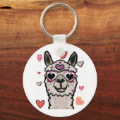 Cooler Llama mit Herzbrille Schlüsselanhänger (Vorderseite)