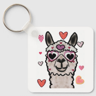 Cooler Llama mit Herzbrille Schlüsselanhänger