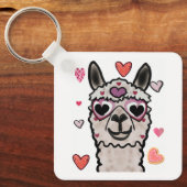 Cooler Llama mit Herzbrille Schlüsselanhänger (Vorderseite)