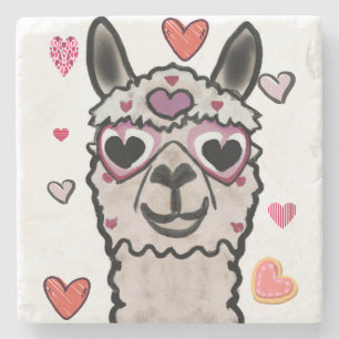 Cooler Llama mit Herzbrille Steinuntersetzer