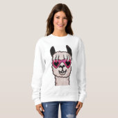 Cooler Llama mit Herzbrille Sweatshirt (Vorne ganz)
