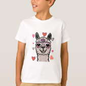 Cooler Llama mit Herzbrille T-Shirt (Vorderseite)