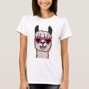 Cooler Llama mit Herzbrille T-Shirt
