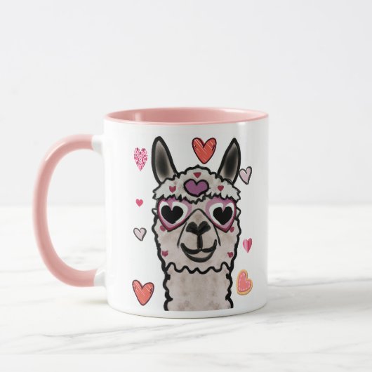 Cooler Llama mit Herzbrille Tasse (Links)