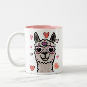 Cooler Llama mit Herzbrille Zweifarbige Tasse