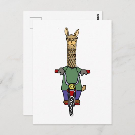 Cooler Llama Riding Bicycle Cartoon Postkarte (Vorne/Hinten)