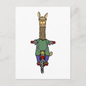 Cooler Llama Riding Bicycle Cartoon Postkarte (Vorderseite)