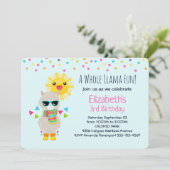 Cooler Llama und lächelnd Kawaii Sun Geburtstag Einladung (Stehend Vorderseite)