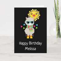 Cooler Llama und lächelnd Kawaii Sun Geburtstag