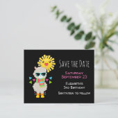 Cooler Llama und lächelnd Kawaii Sun Save the Date Einladungspostkarte (Stehend Vorderseite)