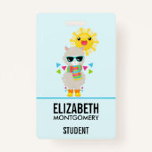 Cooler Llama und lächelnde Kawaii Sun Ausweis (Vorderseite)