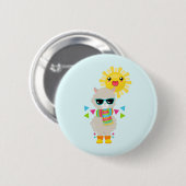 Cooler Llama und lächelnde Kawaii Sun Button (Vorne & Hinten)