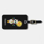 Cooler Llama und lächelnde Kawaii Sun Gepäckanhänger (Vorderseite horizontal)