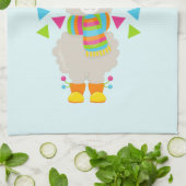 Cooler Llama und lächelnde Kawaii Sun Geschirrtuch (Gefaltet)