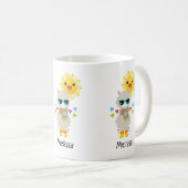 Cooler Llama und lächelnde Kawaii Sun Kaffeetasse (VorderseiteRechts)