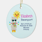 Cooler Llama und lächelnde Kawaii Sun Keramik Ornament (Links)