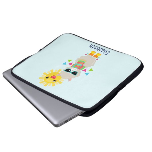 Cooler Llama und lächelnde Kawaii Sun Laptopschutzhülle (Vorne Knopf)