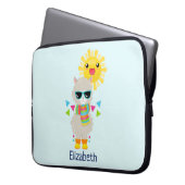 Cooler Llama und lächelnde Kawaii Sun Laptopschutzhülle (Vorderseite Links)