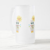 Cooler Llama und lächelnde Kawaii Sun Mattglas Bierglas (Vorderseite Links)