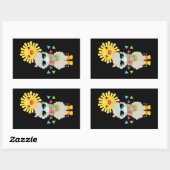 Cooler Llama und lächelnde Kawaii Sun Rechteckiger Aufkleber (Blatt)