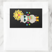 Cooler Llama und lächelnde Kawaii Sun Rechteckiger Aufkleber (Tasche)