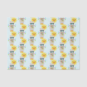 Cooler Llama und lächelnde Kawaii Sun Seidenpapier