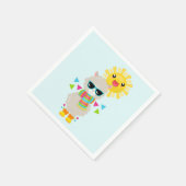 Cooler Llama und lächelnde Kawaii Sun Serviette (Ecke)