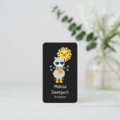 Cooler Llama und lächelnde Kawaii Sun Visitenkarte (Stehend Vorderseite)