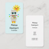 Cooler Llama und lächelnde Kawaii Sun Visitenkarte (Vorne/Hinten)