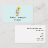 Cooler Llama und lächelnde Kawaii Sun Visitenkarte (Vorne/Hinten)