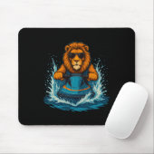Cooler Löwe mit Sonnenbrille Feline Jetski-Fahrer  Mousepad (Mit Mouse)