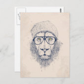 Cooler Löwe Postkarte (Vorne/Hinten)