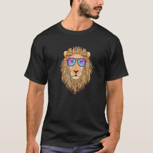 Cooler Löwenkopf Gesicht Tier mit Sonnenbrille Bri T-Shirt